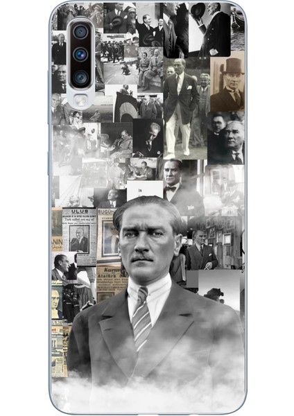 Samsung Galaxy A30S - A50 Uyumlu Mustafa Kemal Atatürk Kolaj Baskılı Silikon Kılıf