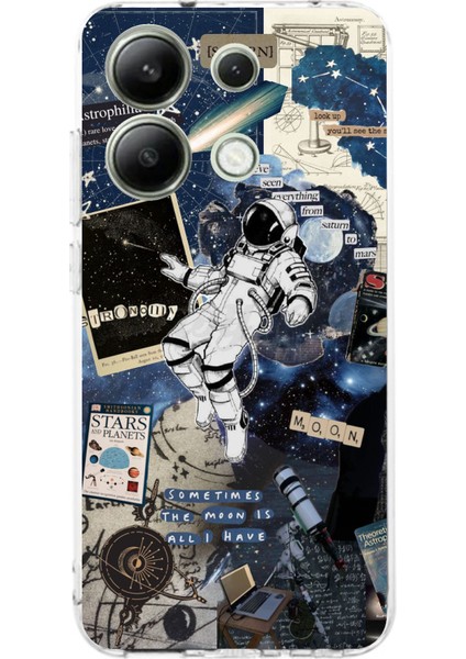Redmi Note 13 4g Uyumlu Retro Astronot Tasarımlı Baskılı Silikon Kılıf