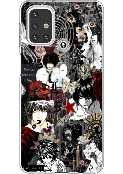 Samsung Galaxy M31S Uyumlu Death Note Kolaj Tasarımlı Baskılı Silikon Kılıf
