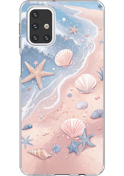 Samsung Galaxy M31S Uyumlu Sahil Deniz Kabuğu Baskılı Silikon Kılıf