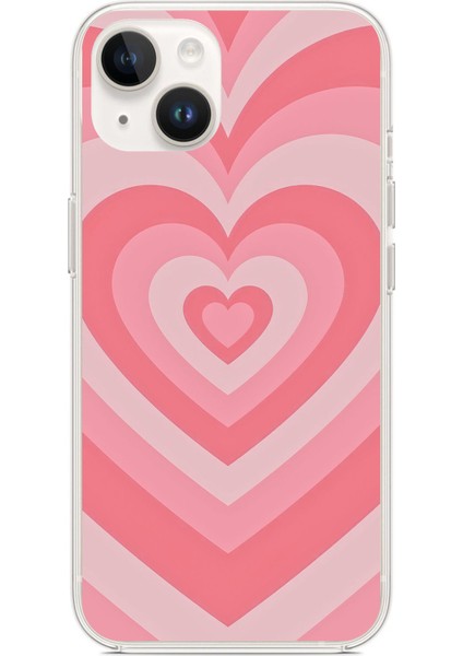 iPhone 13 - 14 Uyumlu Pembe Kalpler Baskılı Silikon Kılıf