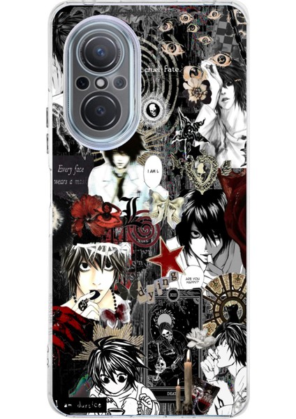Huawei Nova 9 Se Uyumlu Death Note Kolaj Tasarımlı Baskılı Silikon Kılıf