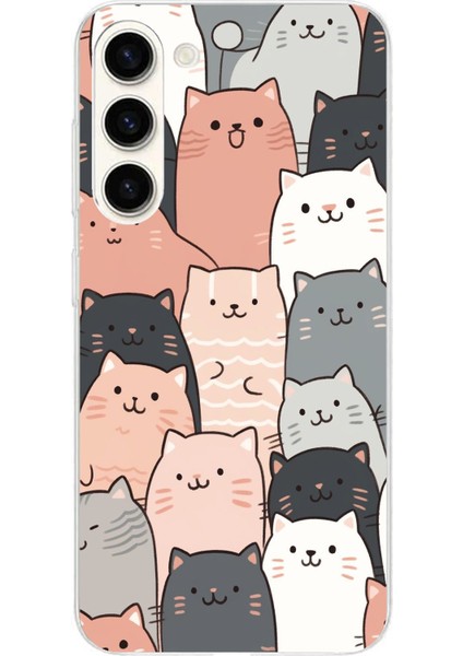 Samsung Galaxy S24 Plus Uyumlu Pufi Kedicikler Tasarımlı Baskılı Silikon Kılıf