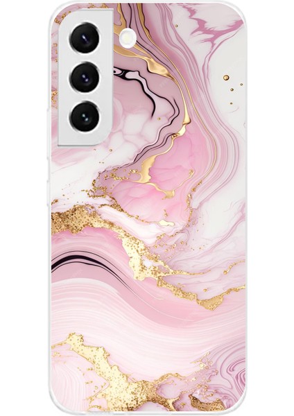 Samsung Galaxy S22 Uyumlu Pembe Mermer Baskılı Silikon Kılıf