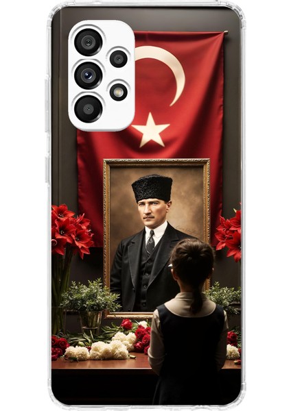Samsung Galaxy A23 Uyumlu Atatürk Türk Bayrağı Tablo Baskılı Silikon Kılıf