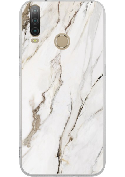 General Mobile Gm 10 Uyumlu Beyaz Mermer Baskılı Silikon Kılıf
