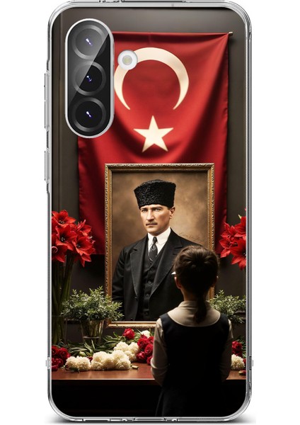 Samsung Galaxy A36 Uyumlu Atatürk Türk Bayrağı Tablo Baskılı Silikon Kılıf