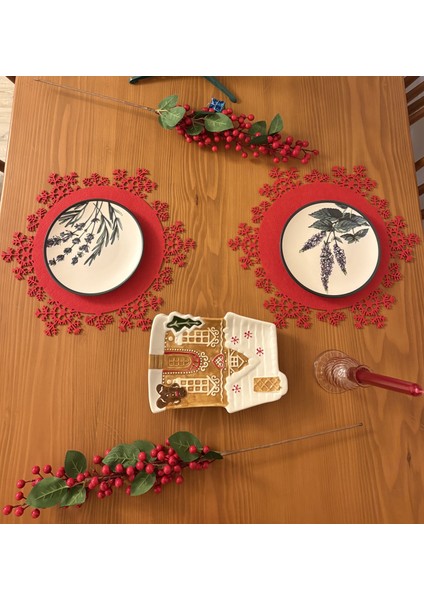 Kar Tanesi Desenli 2'li Amerikan Servis Supla Yılbaşı Özel Konsept 38MM