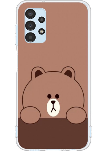 Samsung Galaxy A13 Uyumlu Kahverengi Ayı Tasarımlı Baskılı Silikon Kılıf