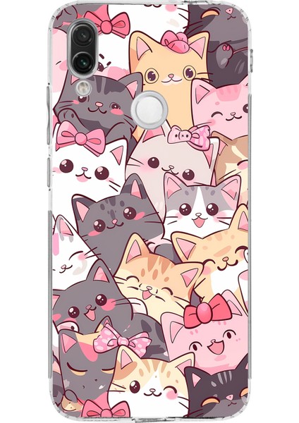 Redmi Note 7 Uyumlu Sevimli Kediler Baskılı Silikon Kılıf