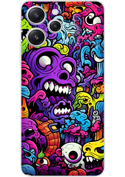Redmi 12 Uyumlu Psikodeli Renkli Canavarlar Baskılı Silikon Kılıf
