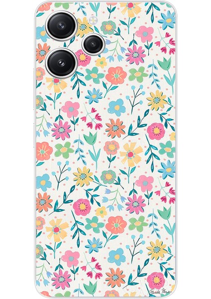Redmi 12 Uyumlu Dekoratif Çiçekler Baskılı Silikon Kılıf