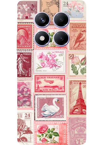 Redmi Note 14 Pro Plus 5g Uyumlu Pembe Posta Pulları Baskılı Silikon Kılıf