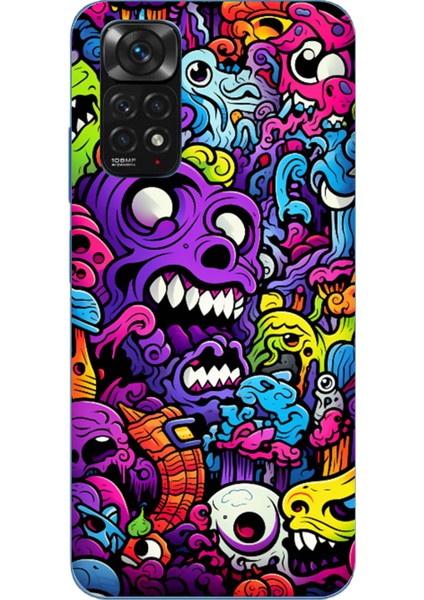 Redmi Note 11 - 11S Uyumlu Psikodeli Renkli Canavarlar Baskılı Silikon Kılıf