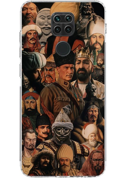 Redmi Note 9 Uyumlu Türk Büyükleri Kolaj Baskılı Silikon Kılıf