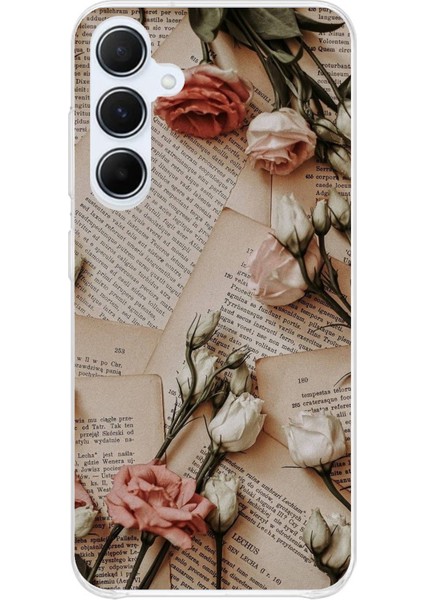 Samsung Galaxy A35 Uyumlu Retro Gazete Güller Tasarımlı Baskılı Silikon Kılıf