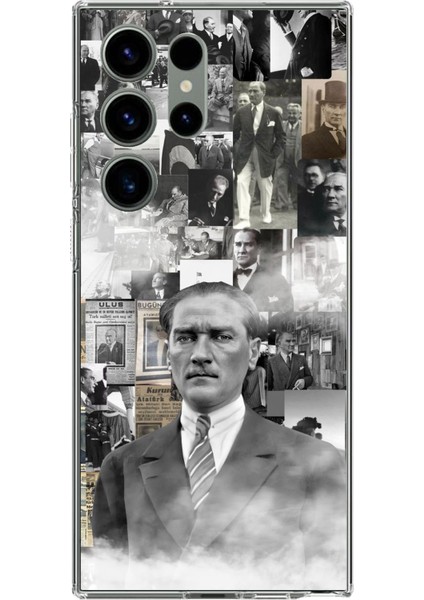 Samsung Galaxy S23 Ultra Uyumlu Mustafa Kemal Atatürk Kolaj Baskılı Silikon Kılıf