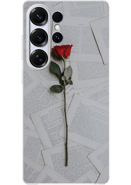 Samsung Galaxy S25 Ultra Uyumlu Kırmızı Gül Baskılı Silikon Kılıf