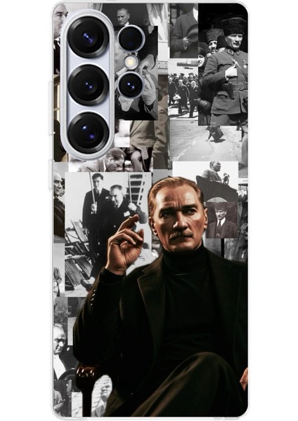 Samsung Galaxy S25 Ultra Uyumlu Mustafa Kemal Atatürk Kolaj Baskılı Silikon Kılıf