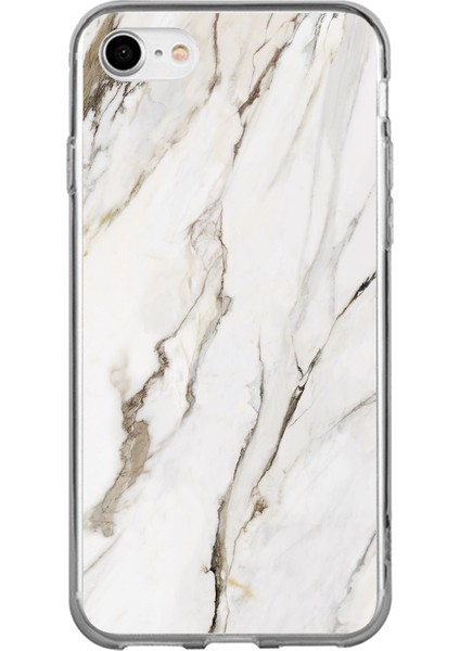iPhone 6 - 6s Uyumlu Beyaz Mermer Baskılı Silikon Kılıf