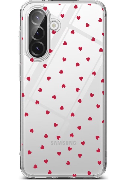Samsung Galaxy A56 Uyumlu Kırmızı Kalpler Tasarımlı Baskılı Silikon Kılıf