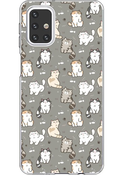 Samsung Galaxy M31S Uyumlu Minik Sevimli Kediler Baskılı Silikon Kılıf