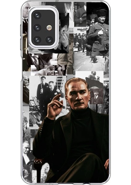 Samsung Galaxy M31S Uyumlu Mustafa Kemal Atatürk Kolaj Baskılı Silikon Kılıf