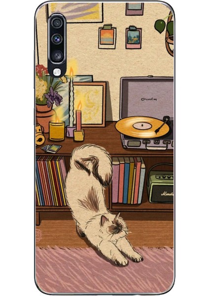 Samsung Galaxy A70 Uyumlu Nostaljik Köpek Tasarımlı Baskılı Silikon Kılıf