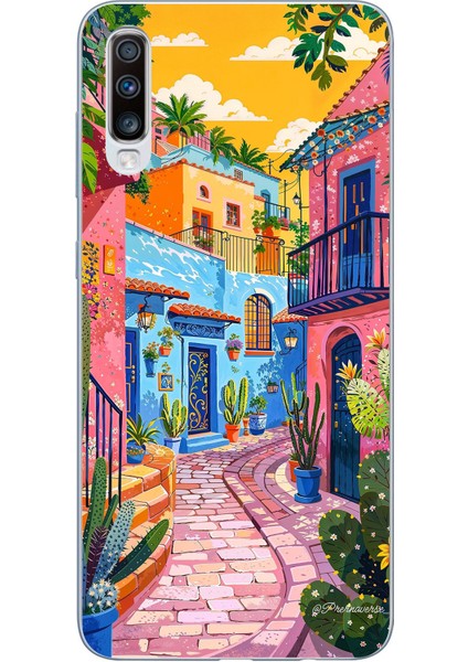 Samsung Galaxy A30S - A50 Uyumlu Renkli Sanat Sokak Silikon Kılıf