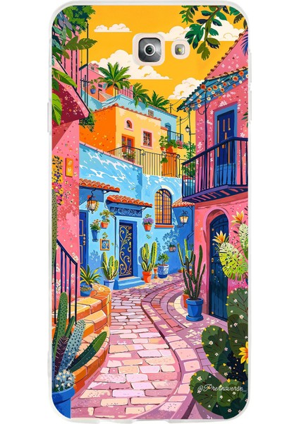 Samsung Galaxy J7 Prime Uyumlu Renkli Sanat Sokak Silikon Kılıf