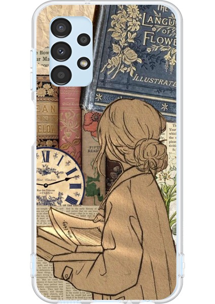 Samsung Galaxy A13 Uyumlu Retro Gazete Kadın Tasarımlı Baskılı Silikon Kılıf
