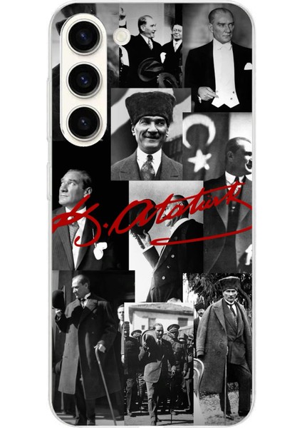 Samsung Galaxy S24 Plus Uyumlu Kırmızı Mustafa Kemal Atatürk Imza Baskılı Silikon Kılıf