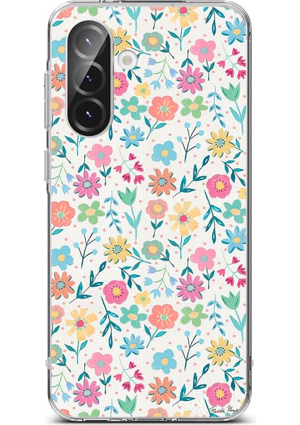 Samsung Galaxy A56 Uyumlu Dekoratif Çiçekler Baskılı Silikon Kılıf