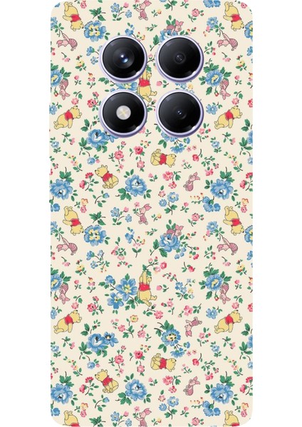 Redmi Note 14 Pro Plus 5g Uyumlu Ayı Winnie Pooh ve Çiçekler Baskılı Silikon Kılıf
