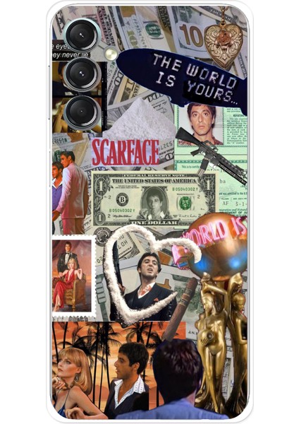 Samsung Galaxy A24 Uyumlu Scarface Kolaj Tasarımlı Baskılı Silikon Kılıf