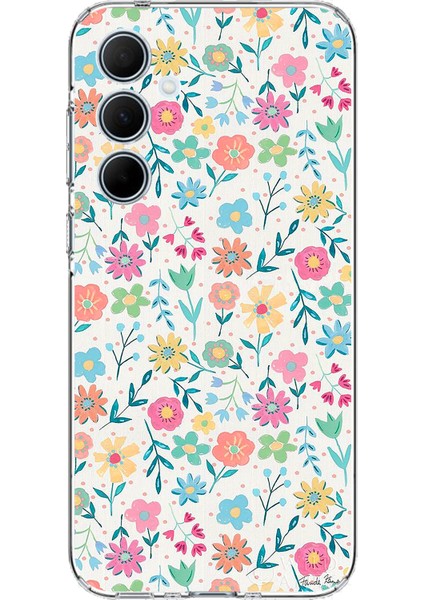 Samsung Galaxy A35 Uyumlu Dekoratif Çiçekler Baskılı Silikon Kılıf