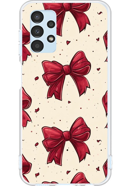 Samsung Galaxy A13 Uyumlu Büyük Kırmızı Fiyonklar Baskılı Silikon Kılıf