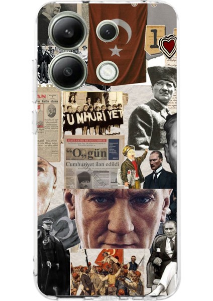 Redmi Note 13 4g Uyumlu Atatürk Cumhuriyet Kolaj Baskılı Silikon Kılıf