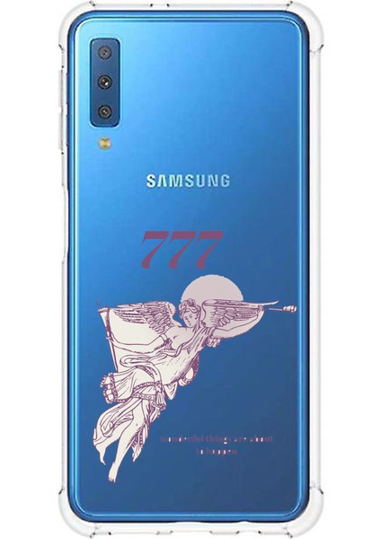 Samsung Galaxy A7 2018 Uyumlu 777 Melek Tasarımlı Baskılı Silikon Kılıf