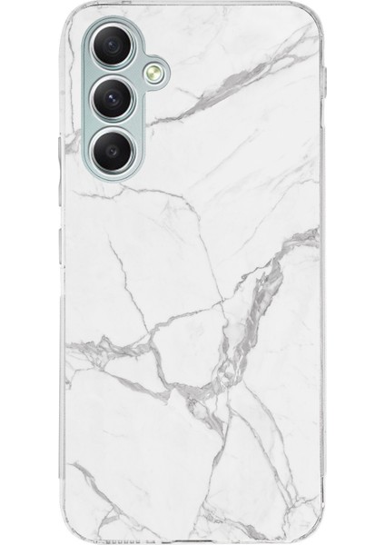 Samsung Galaxy A34 Uyumlu Gri Mermer Baskılı Silikon Kılıf