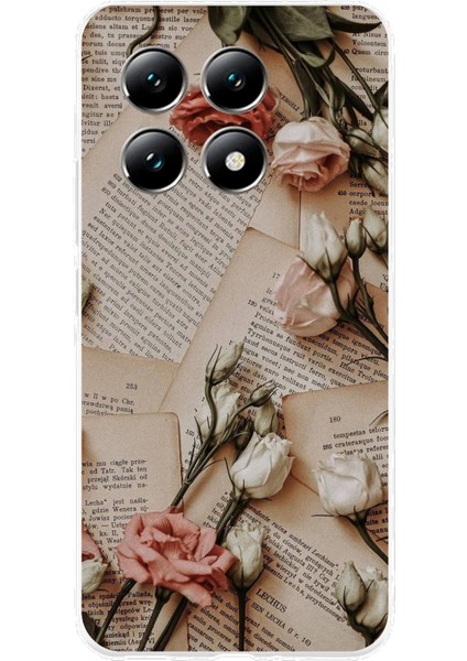 Xiaomi Mi 14T Uyumlu Retro Gazete Güller Tasarımlı Baskılı Silikon Kılıf