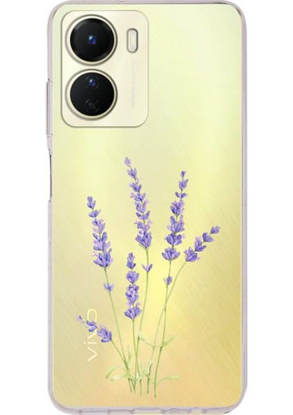 Vivo Y16 Uyumlu Lavanta Çiçek Tasarımlı Baskılı Silikon Kılıf