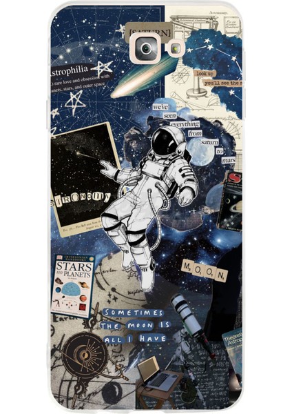 Samsung Galaxy J7 Prime Uyumlu Retro Astronot Tasarımlı Baskılı Silikon Kılıf