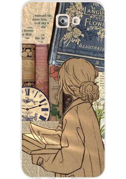 Samsung Galaxy J7 Prime Uyumlu Retro Gazete Kadın Tasarımlı Baskılı Silikon Kılıf