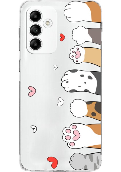 Samsung Galaxy A05S Uyumlu Sevimli Kedi Patiler Tasarımlı Baskılı Silikon Kılıf