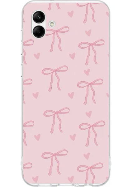 Samsung Galaxy A06 Uyumlu Pembe Kalpli Fiyonklar Baskılı Silikon Kılıf