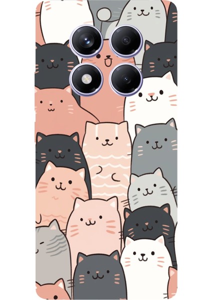 Redmi Note 14 Pro Plus 5g Uyumlu Pufi Kedicikler Tasarımlı Baskılı Silikon Kılıf