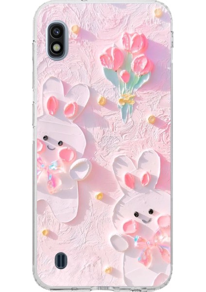 Samsung Galaxy J8 - A6 Plus Uyumlu Sevimli Tavşanlar Baskılı Silikon Kılıf