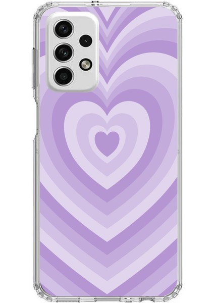 Samsung Galaxy A73 Uyumlu Mor Kalp Dalgalar Tasarımlı Baskılı Silikon Kılıf