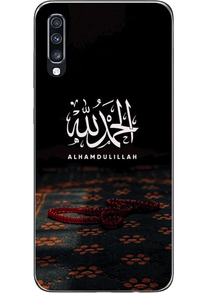 Samsung Galaxy A70 Uyumlu Elhamdülillah Tesbih Baskılı Silikon Kılıf